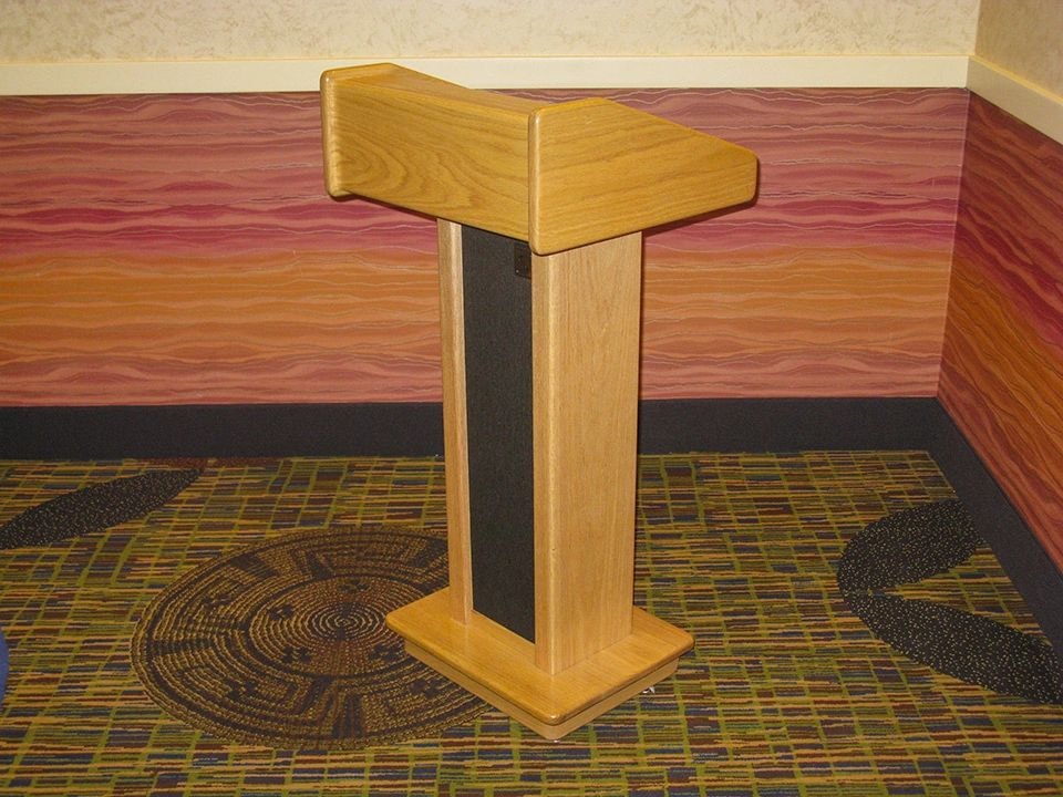 Oak Pedestal podium angle view
