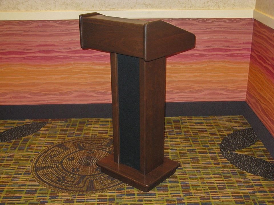 Walnut Pedestal podium angle view